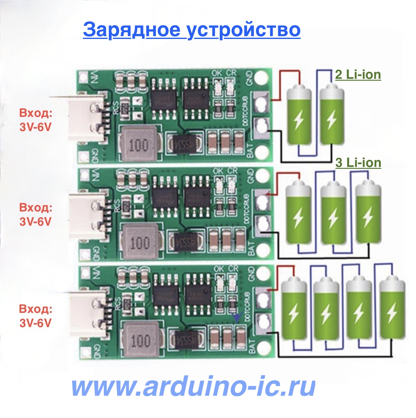 Модуль зарядки 3S 4A для 3-х Li-on 18650